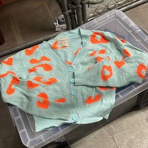 Jumper 1234 cashmere cardigan - blue and orange size 2 (small)